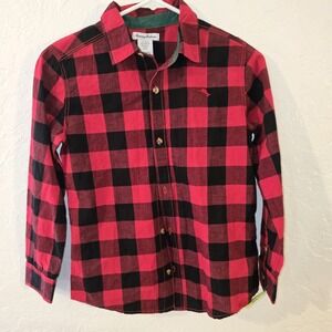 Tommy Bahama Youth 100% Cotton Buffalo Plaid Button Down Size L 10-12 Red Marlin